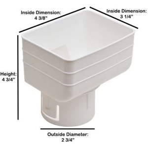 Universal Downspout To Drain Pipe Tile Adapter – White, 2×3×3 – Fits Any 3-Inch Drain Pipe – Durable Thicker Plastic – Easy Installation